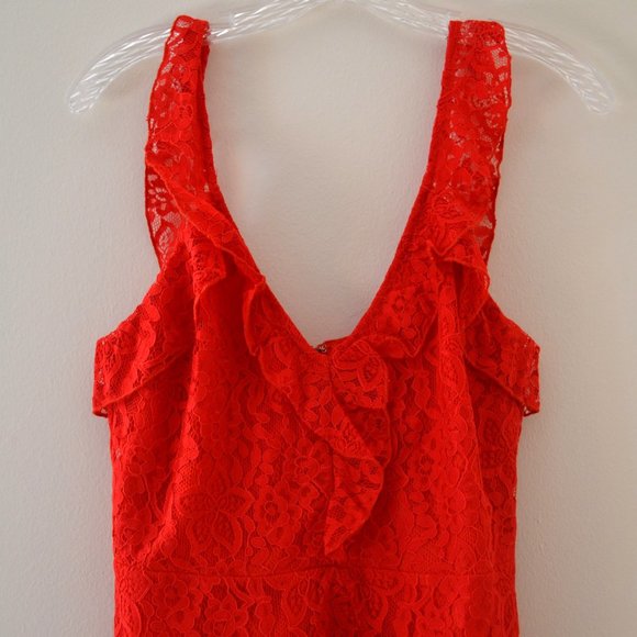 Never Worn Red Ruffle Tiered Lace Minidress by All in Favor SIZE SMALL - Picture 7 of 8